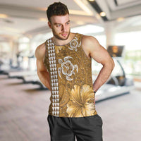 Gold Hibiscus Turle Men Tank Top Hawaiian Style Tribal Tapa Pattern LT9 Gold - Polynesian Pride