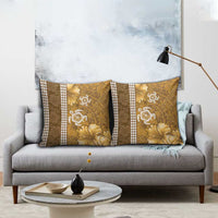 Gold Hibiscus Turle Pillow Cover Hawaiian Style Tribal Tapa Pattern - Polynesian Pride