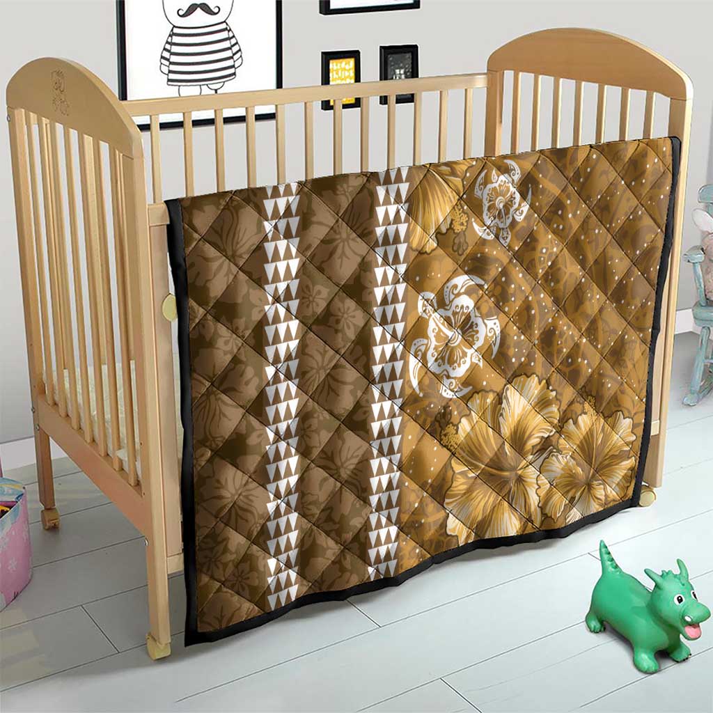 Gold Hibiscus Turle Quilt Hawaiian Style Tribal Tapa Pattern