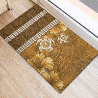 Gold Hibiscus Turle Rubber Doormat Hawaiian Style Tribal Tapa Pattern LT9 - Polynesian Pride