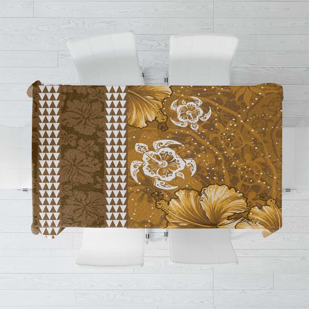 Gold Hibiscus Turle Tablecloth Hawaiian Style Tribal Tapa Pattern LT9 Gold - Polynesian Pride