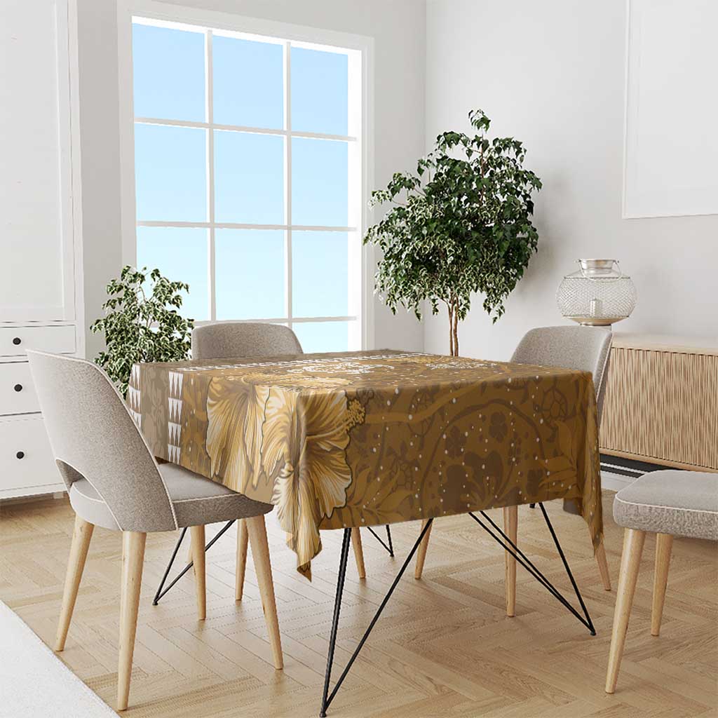 Gold Hibiscus Turle Tablecloth Hawaiian Style Tribal Tapa Pattern LT9 - Polynesian Pride