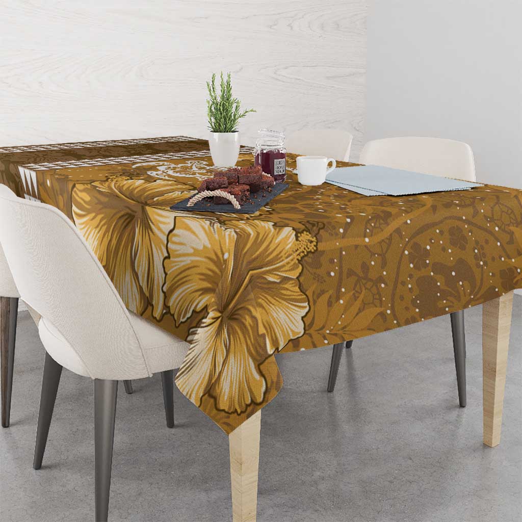Gold Hibiscus Turle Tablecloth Hawaiian Style Tribal Tapa Pattern LT9 - Polynesian Pride