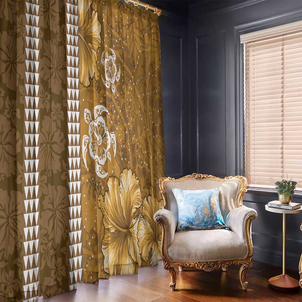 Gold Hibiscus Turle Window Curtain Hawaiian Style Tribal Tapa Pattern LT9 - Polynesian Pride