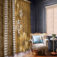 Gold Hibiscus Turle Window Curtain Hawaiian Style Tribal Tapa Pattern LT9 - Polynesian Pride