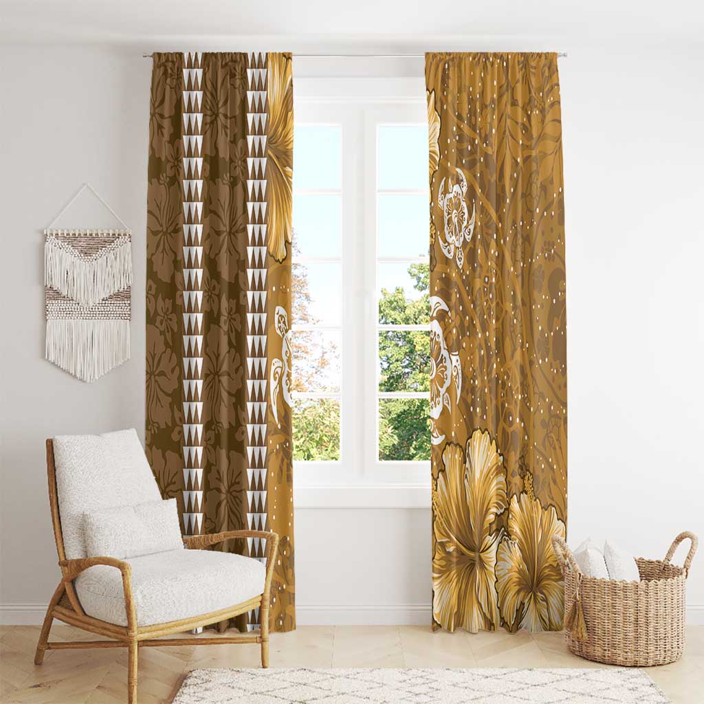 Gold Hibiscus Turle Window Curtain Hawaiian Style Tribal Tapa Pattern LT9 - Polynesian Pride