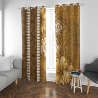 Gold Hibiscus Turle Window Curtain Hawaiian Style Tribal Tapa Pattern LT9 With Grommets Gold - Polynesian Pride