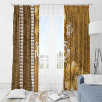 Gold Hibiscus Turle Window Curtain Hawaiian Style Tribal Tapa Pattern LT9 - Polynesian Pride