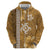 Gold Hibiscus Turle Zip Hoodie Hawaiian Style Tribal Tapa Pattern