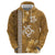 Gold Hibiscus Turle Zip Hoodie Hawaiian Style Tribal Tapa Pattern