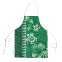 Green Hibiscus Turle Apron Hawaiian Style Tribal Tapa Pattern - Polynesian Pride