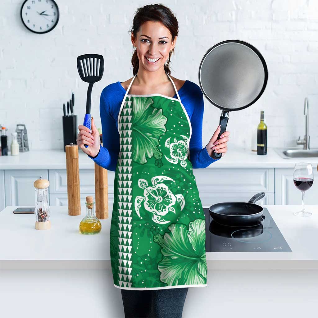 Green Hibiscus Turle Apron Hawaiian Style Tribal Tapa Pattern - Polynesian Pride