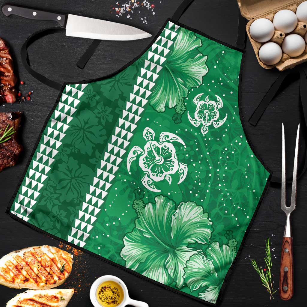 Green Hibiscus Turle Apron Hawaiian Style Tribal Tapa Pattern - Polynesian Pride