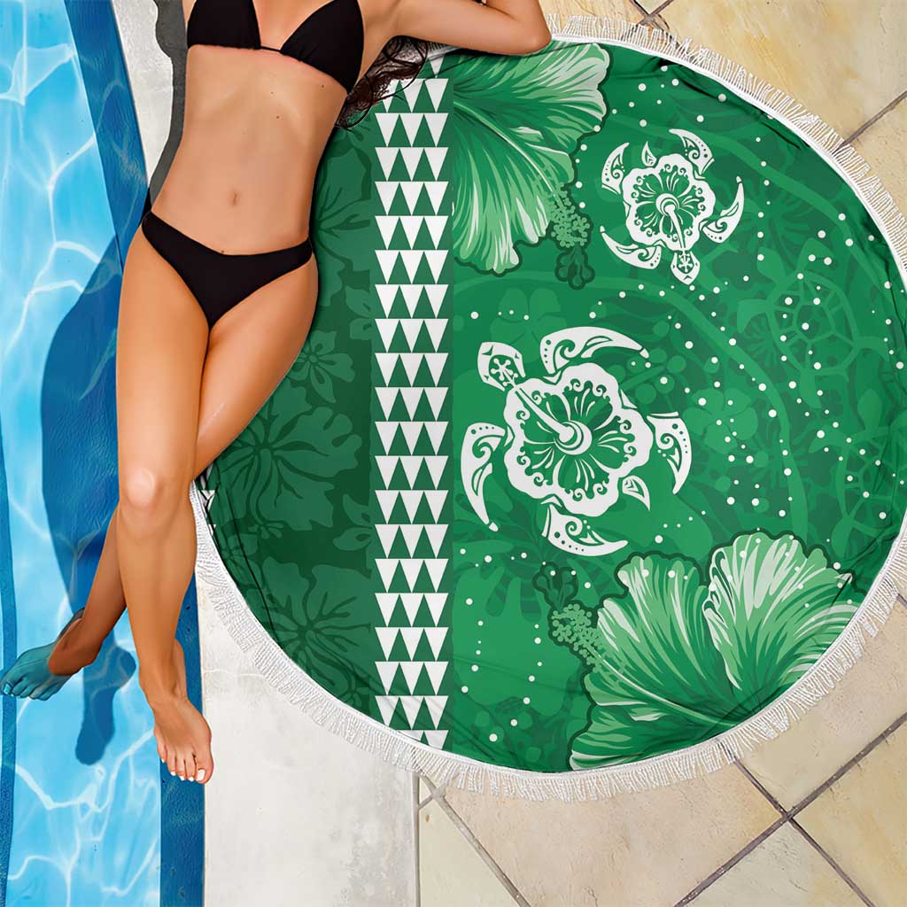 Green Hibiscus Turle Beach Blanket Hawaiian Style Tribal Tapa Pattern LT9 - Polynesian Pride