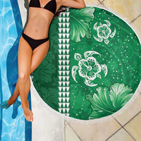 Green Hibiscus Turle Beach Blanket Hawaiian Style Tribal Tapa Pattern LT9 - Polynesian Pride