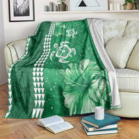 Green Hibiscus Turle Blanket Hawaiian Style Tribal Tapa Pattern LT9 Green - Polynesian Pride
