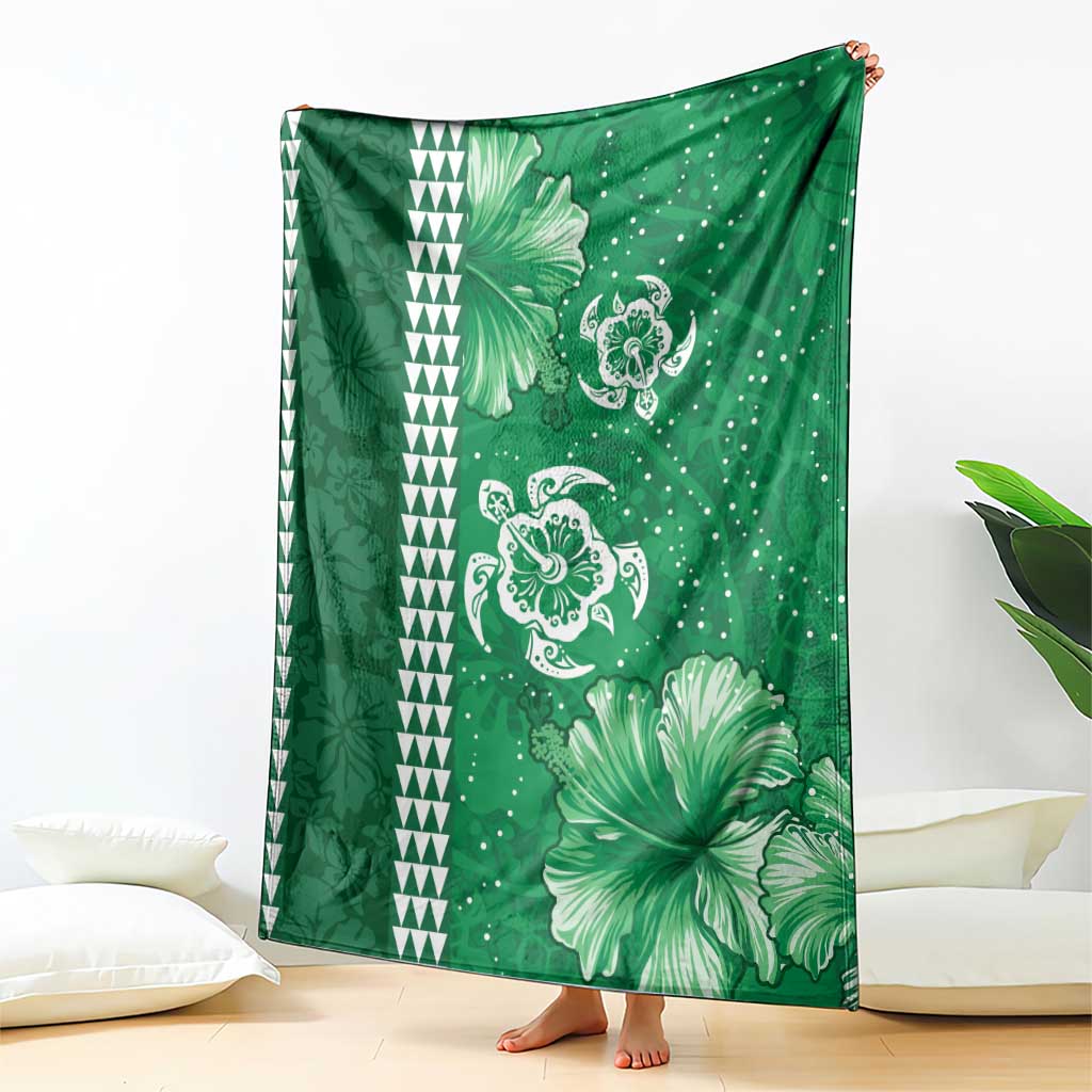 Green Hibiscus Turle Blanket Hawaiian Style Tribal Tapa Pattern LT9 - Polynesian Pride