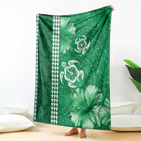 Green Hibiscus Turle Blanket Hawaiian Style Tribal Tapa Pattern LT9 - Polynesian Pride