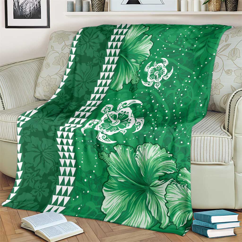 Green Hibiscus Turle Blanket Hawaiian Style Tribal Tapa Pattern LT9 - Polynesian Pride