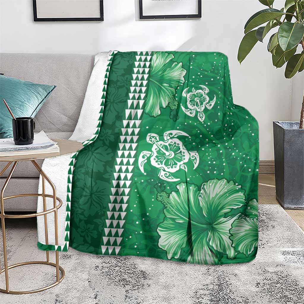 Green Hibiscus Turle Blanket Hawaiian Style Tribal Tapa Pattern LT9 - Polynesian Pride