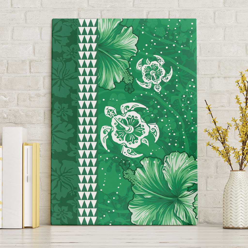Green Hibiscus Turle Canvas Wall Art Hawaiian Style Tribal Tapa Pattern LT9 Without Frame Green - Polynesian Pride