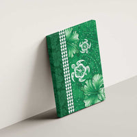Green Hibiscus Turle Canvas Wall Art Hawaiian Style Tribal Tapa Pattern