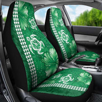 Green Hibiscus Turle Car Seat Cover Hawaiian Style Tribal Tapa Pattern