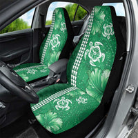 Green Hibiscus Turle Car Seat Cover Hawaiian Style Tribal Tapa Pattern
