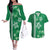 Green Hibiscus Turle Couples Matching Off The Shoulder Long Sleeve Dress and Hawaiian Shirt Hawaiian Style Tribal Tapa Pattern
