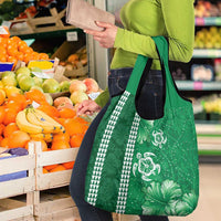 Green Hibiscus Turle Grocery Bag Hawaiian Style Tribal Tapa Pattern LT9 - Polynesian Pride