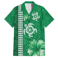 Green Hibiscus Turle Hawaiian Shirt Hawaiian Style Tribal Tapa Pattern