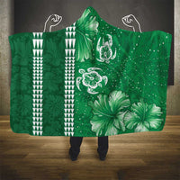 Green Hibiscus Turle Hooded Blanket Hawaiian Style Tribal Tapa Pattern LT9 - Polynesian Pride