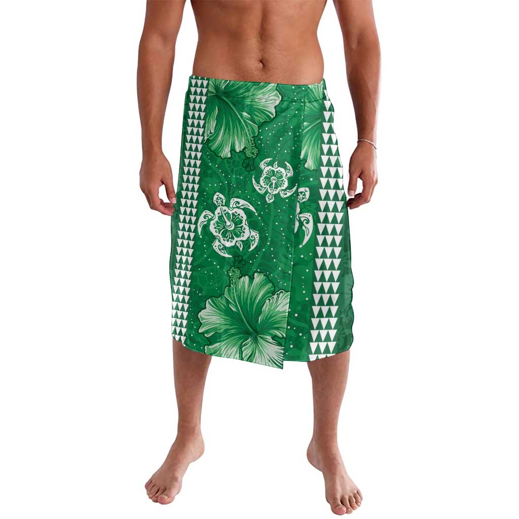 Green Hibiscus Turle Lavalava Hawaiian Style Tribal Tapa Pattern