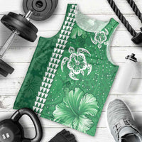 Green Hibiscus Turle Men Tank Top Hawaiian Style Tribal Tapa Pattern LT9 - Polynesian Pride