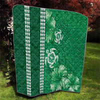 Green Hibiscus Turle Quilt Hawaiian Style Tribal Tapa Pattern