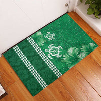 Green Hibiscus Turle Rubber Doormat Hawaiian Style Tribal Tapa Pattern LT9 - Polynesian Pride