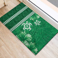 Green Hibiscus Turle Rubber Doormat Hawaiian Style Tribal Tapa Pattern LT9 - Polynesian Pride