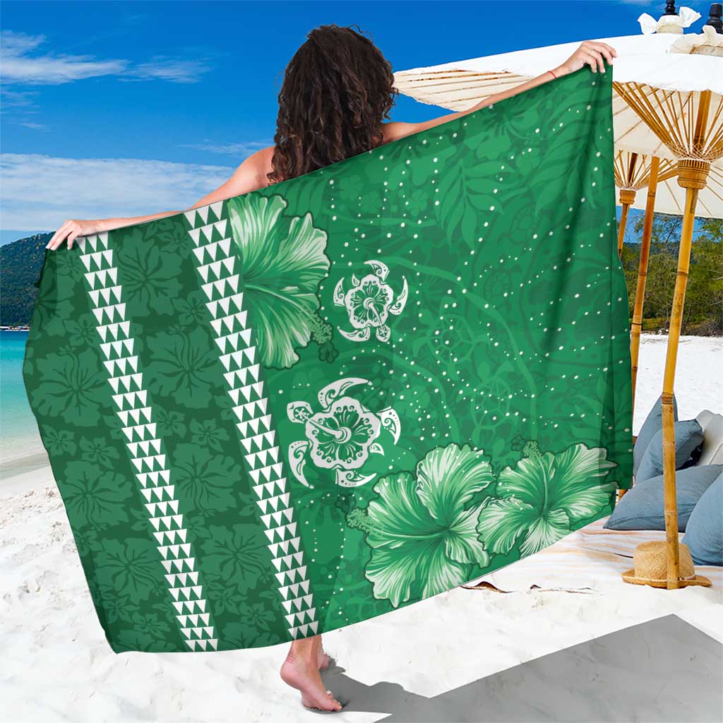Green Hibiscus Turle Sarong Hawaiian Style Tribal Tapa Pattern