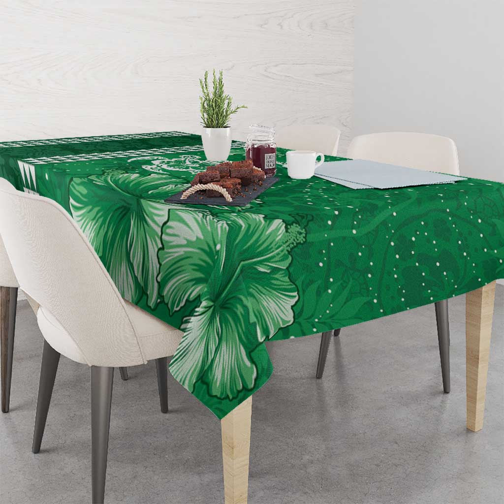 Green Hibiscus Turle Tablecloth Hawaiian Style Tribal Tapa Pattern LT9 - Polynesian Pride