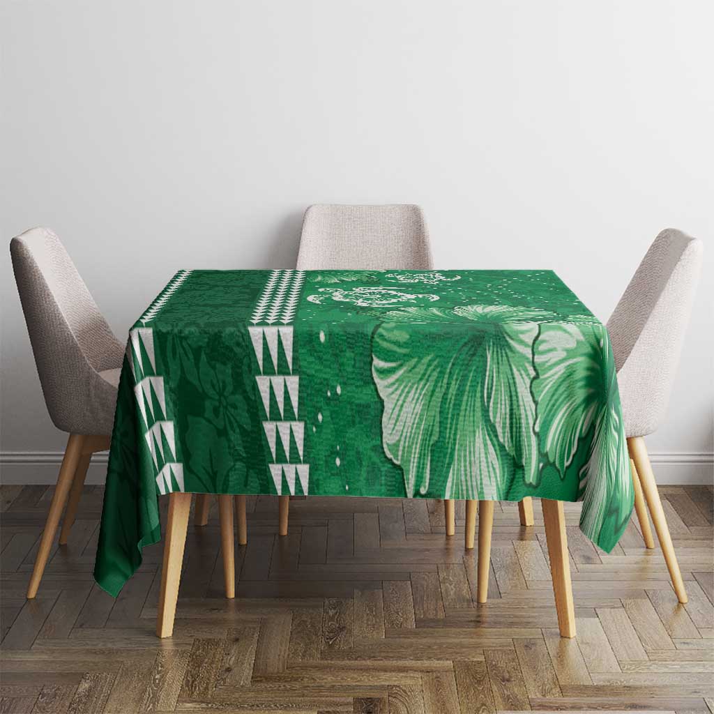 Green Hibiscus Turle Tablecloth Hawaiian Style Tribal Tapa Pattern LT9 - Polynesian Pride