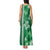 Green Hibiscus Turle Tank Maxi Dress Hawaiian Style Tribal Tapa Pattern