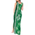 Green Hibiscus Turle Tank Maxi Dress Hawaiian Style Tribal Tapa Pattern