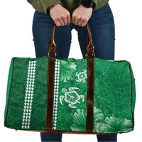 Green Hibiscus Turle Travel Bag Hawaiian Style Tribal Tapa Pattern - Polynesian Pride