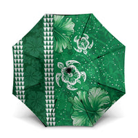 Green Hibiscus Turle Umbrella Hawaiian Style Tribal Tapa Pattern - Polynesian Pride
