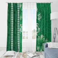 Green Hibiscus Turle Window Curtain Hawaiian Style Tribal Tapa Pattern LT9 - Polynesian Pride
