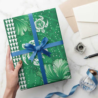 Green Hibiscus Turle Wrapping Paper Hawaiian Style Tribal Tapa Pattern - Polynesian Pride