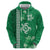 Green Hibiscus Turle Zip Hoodie Hawaiian Style Tribal Tapa Pattern