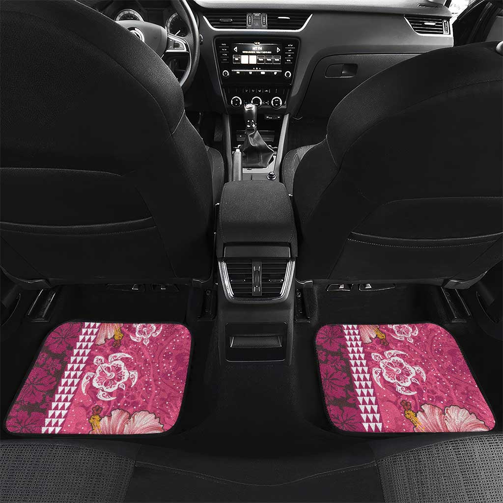 Pink Hibiscus Turle Car Mats Hawaiian Style Tribal Tapa Pattern