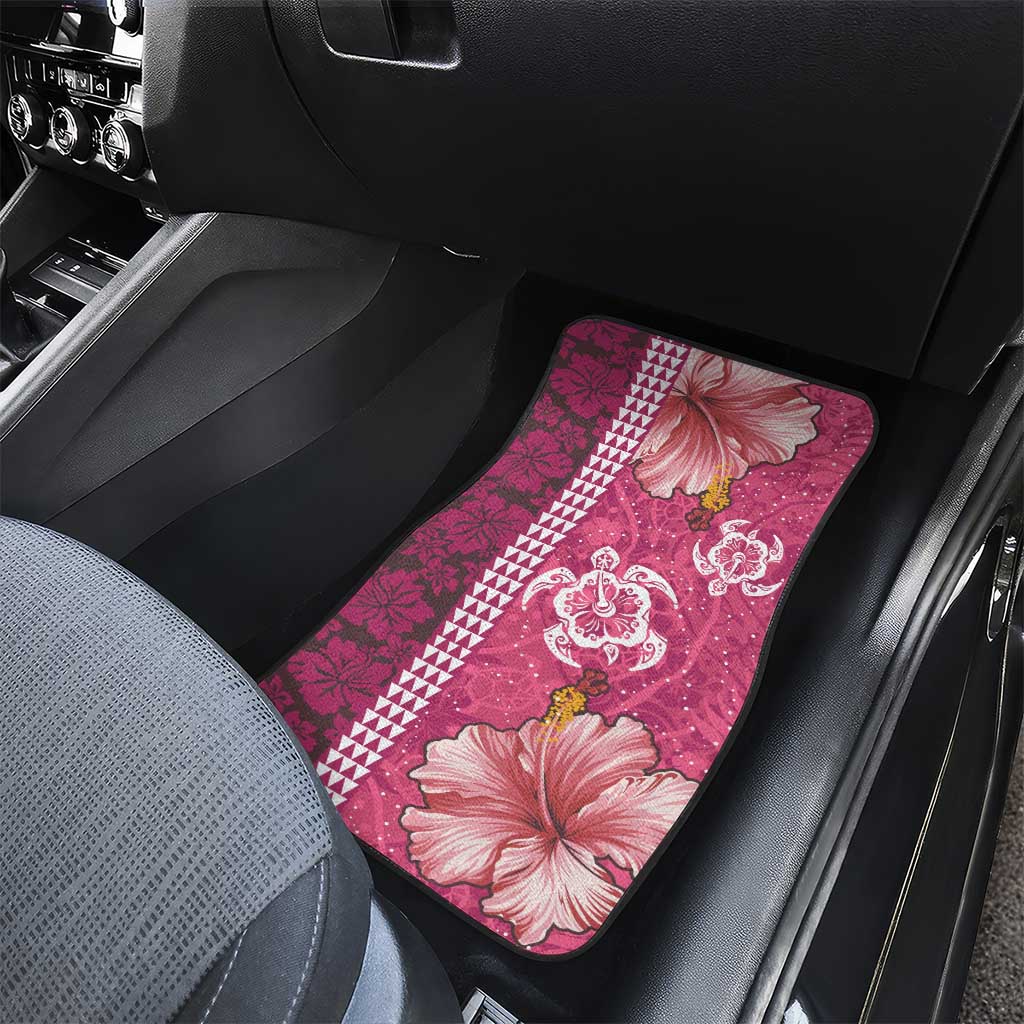 Pink Hibiscus Turle Car Mats Hawaiian Style Tribal Tapa Pattern