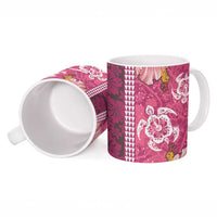 Pink Hibiscus Turle Ceramic Mug Hawaiian Style Tribal Tapa Pattern - Polynesian Pride